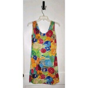 JAMS WORLD Size Small Abstract Bright Floral Mini Dress Made In USA 100% Rayon